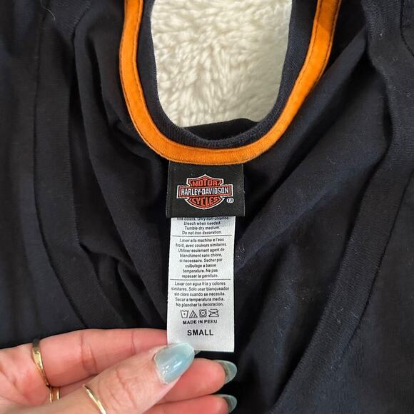 Harley Davidson Y2K Womens Logo Black Long Sleeve Shirt Villa Park, IL Sz Small - Picture 6 of 7